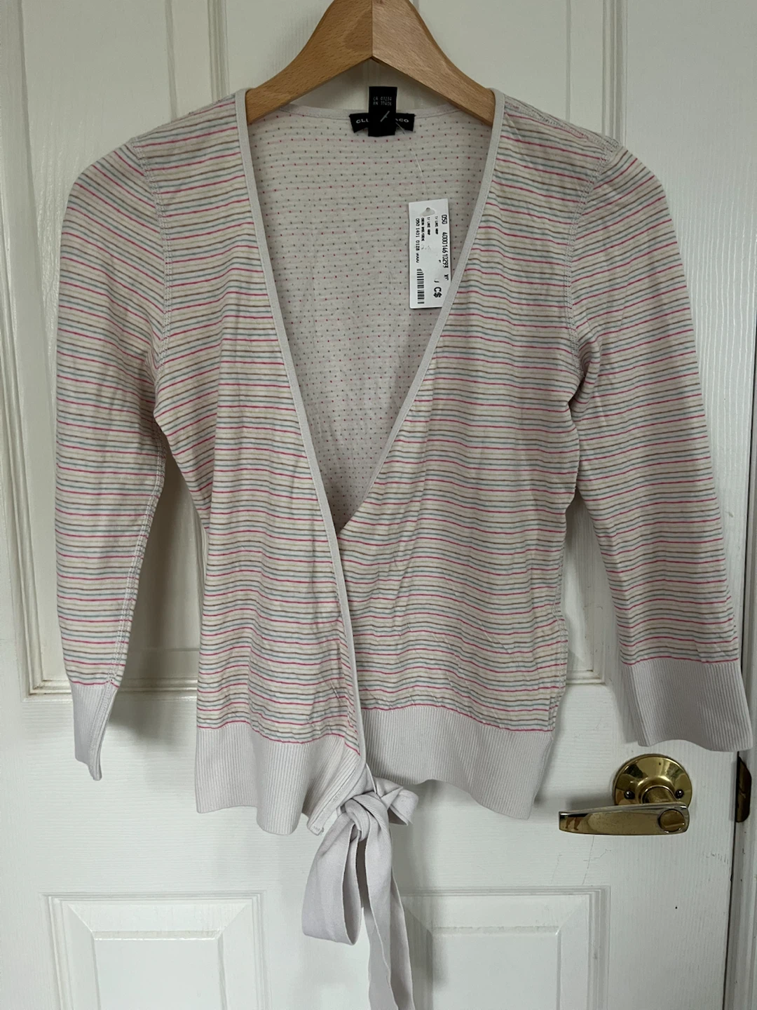 Club Monaco Striped Wrap Cardigan XS