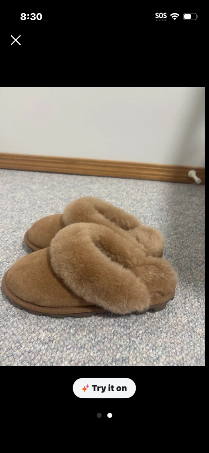 Suede and Sheepskin Slippers - Tan