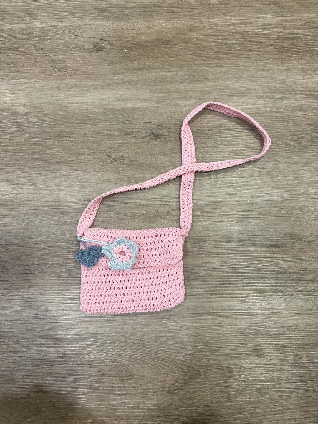 Pink Crochet Purse with Flower Accent - photo 3