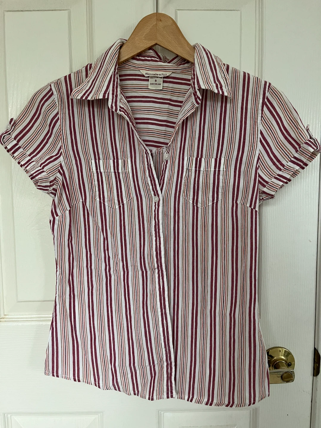 Abercrombie & Fitch Striped Short-Sleeve Blouse - Size S
