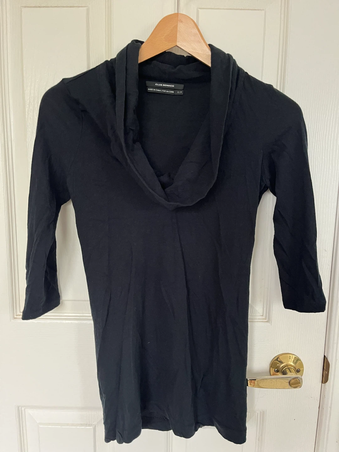 Club Monaco Black Cowl Neck Long Sleeve Top Size S