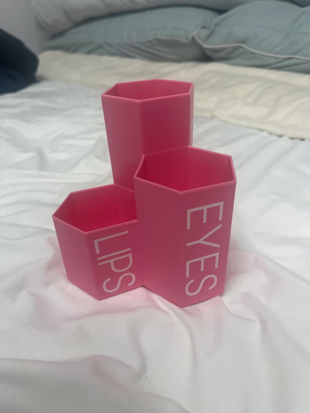 Pink Hexagonal Makeup Organizer