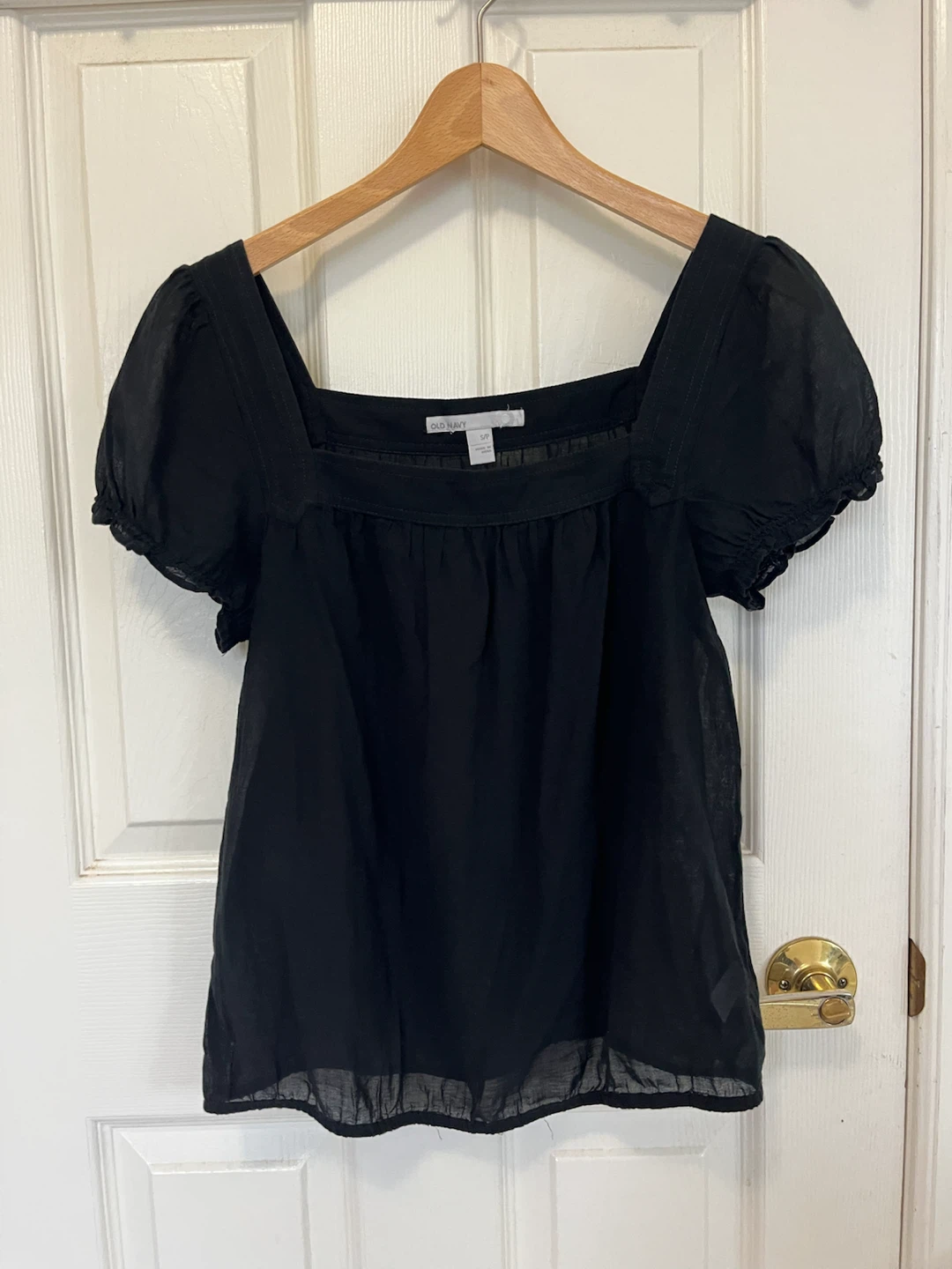 Old Navy Black Square Neck Puff Sleeve Top