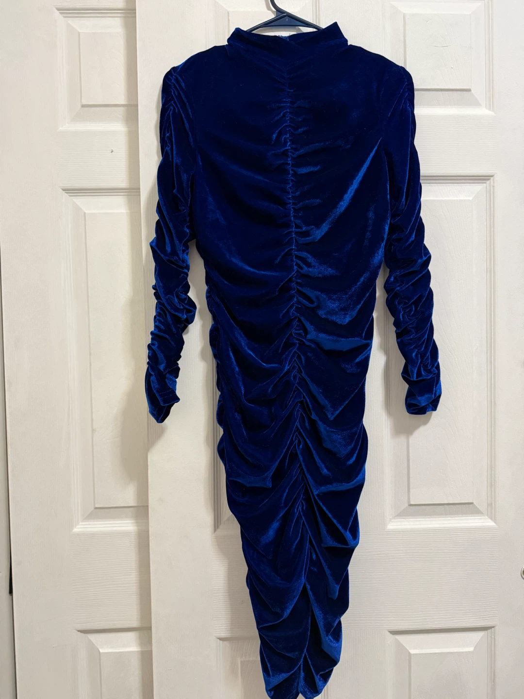 Royal Blue Velvet Ruched Dress