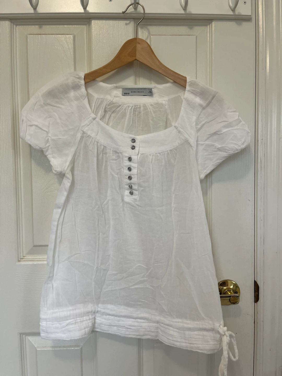 Zara Basic White Linen Blend Top