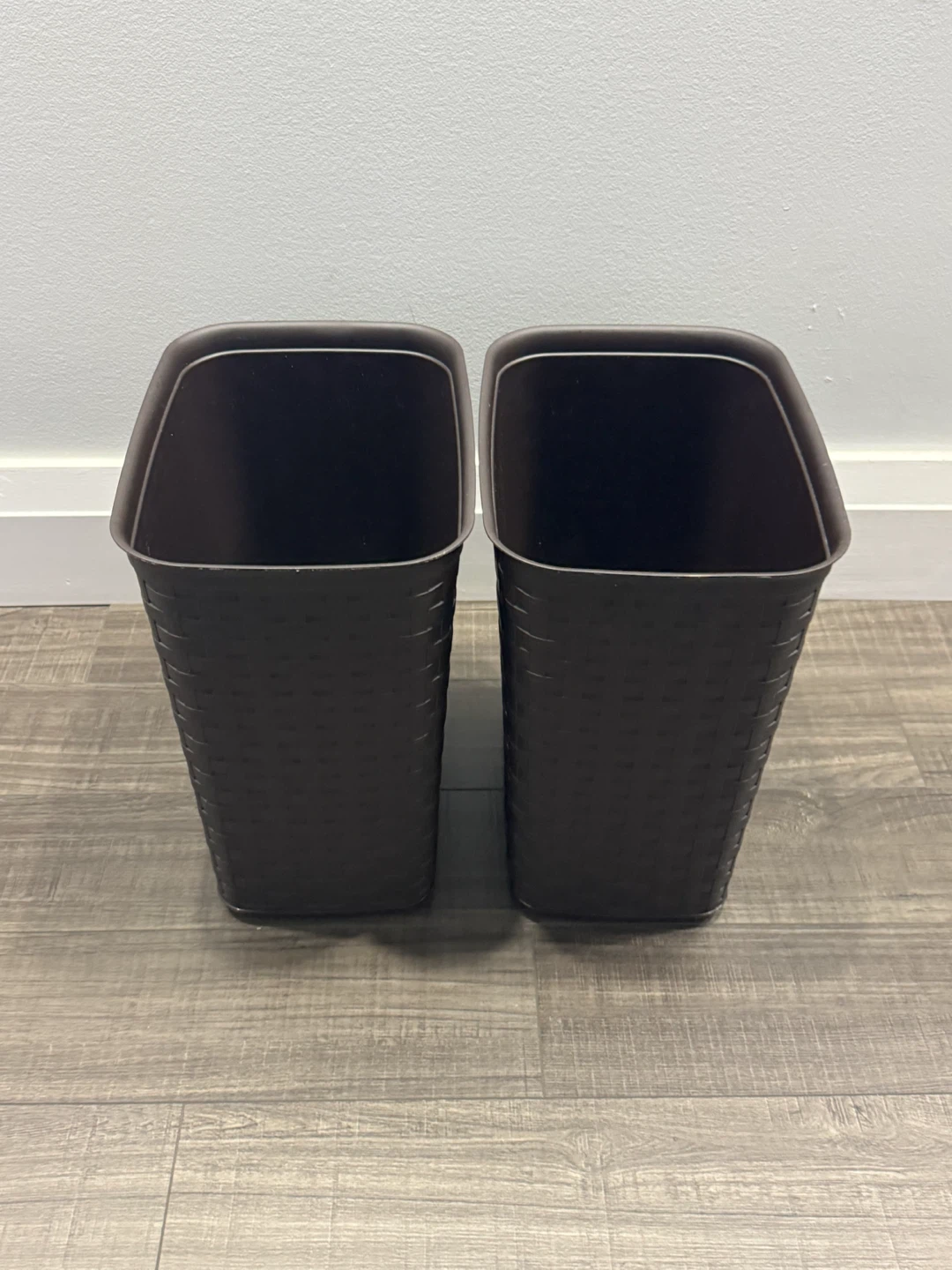 2 Dark Brown Woven Style Waste Bins