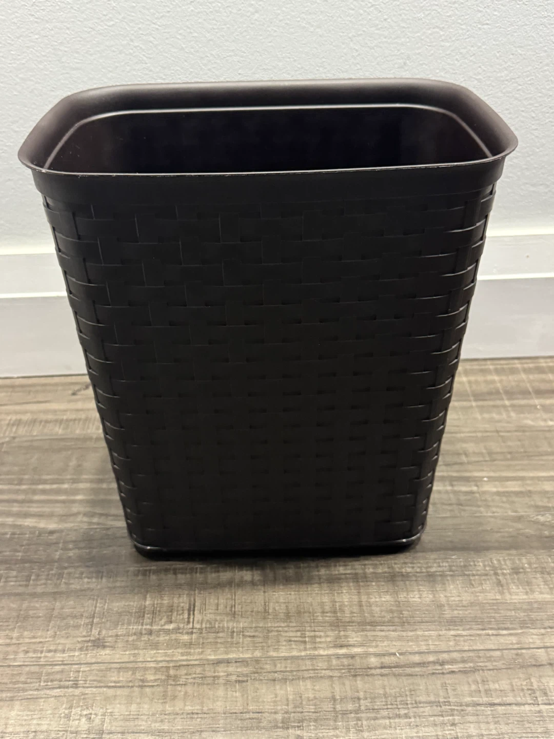 2 Dark Brown Woven Style Waste Bins - photo 3