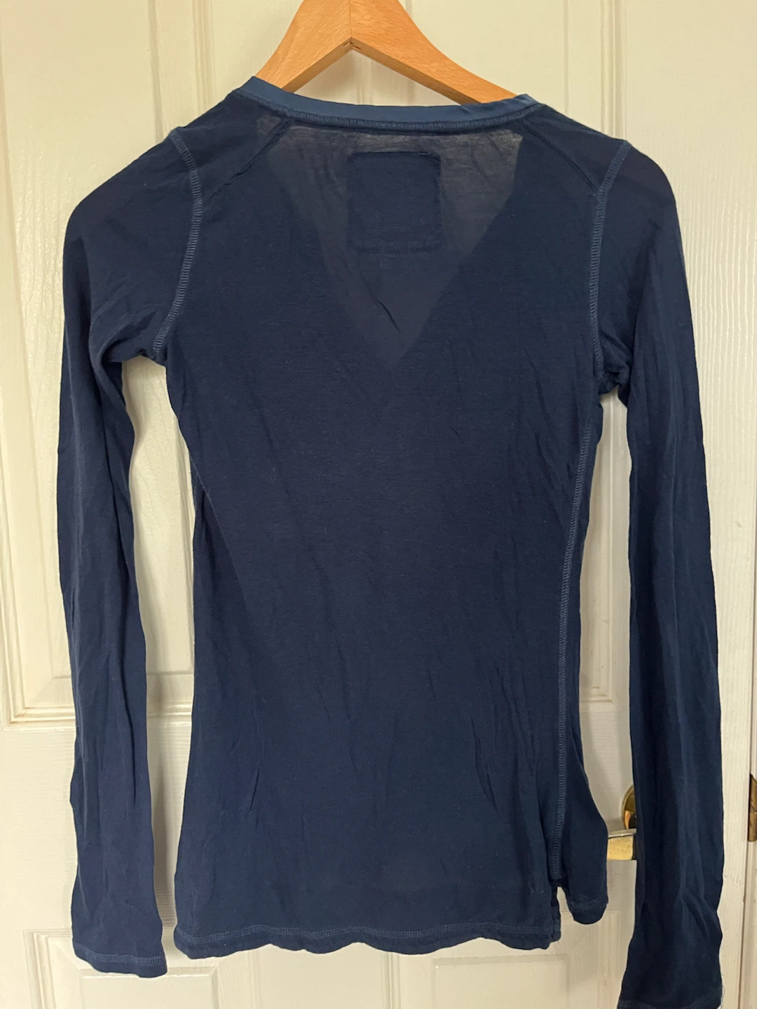 Vintage Abercrombie Navy Blue Long Sleeve Henley Top Size S - photo 2