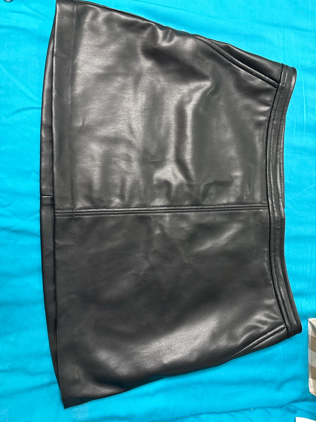 Black Faux Leather Mini Skirt with Zipper Detail