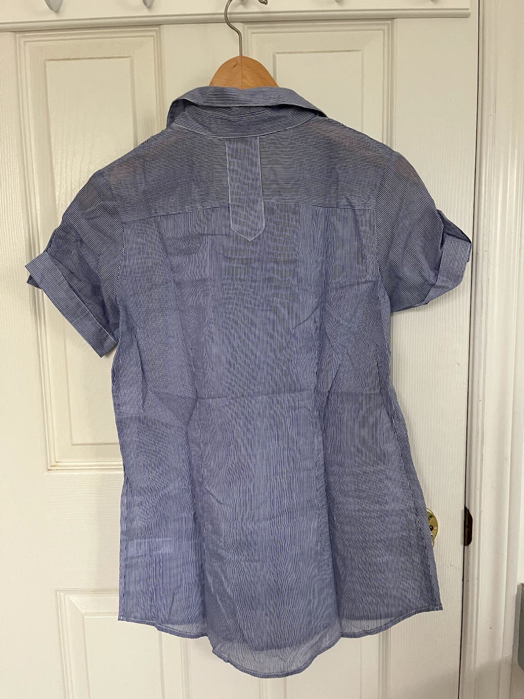 Vintage Forever 21 Blue and White Striped Button-Up Shirt - photo 2