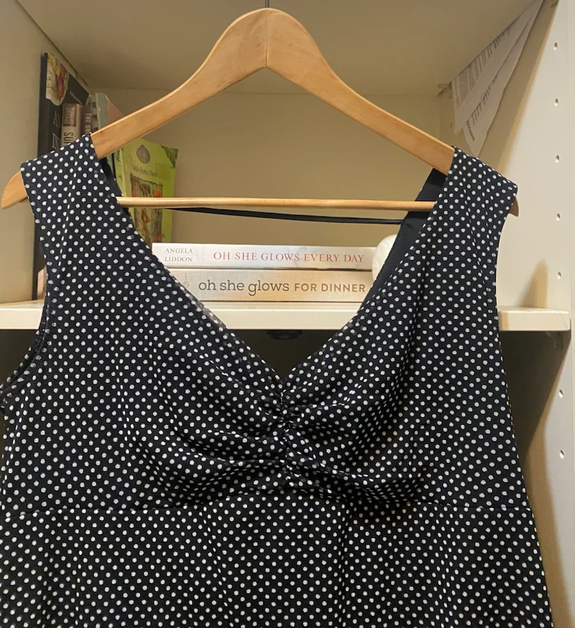 Black and white polka dot dress with lace trim - photo 2