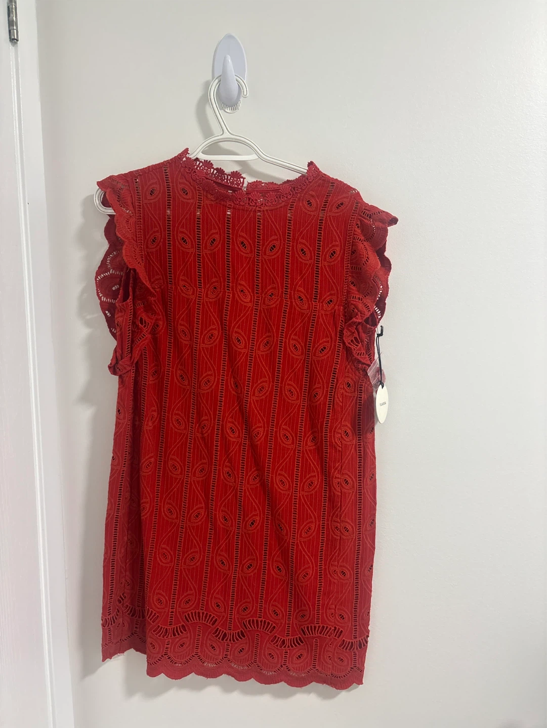 Chic Red Eyelet Dress