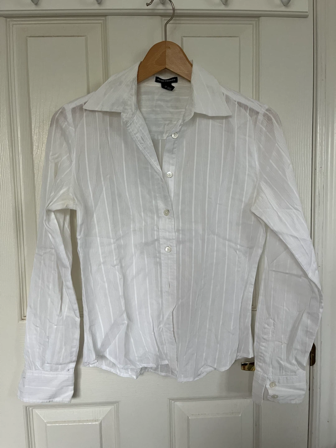 Club Monaco White Striped Button-Up Shirt S/P