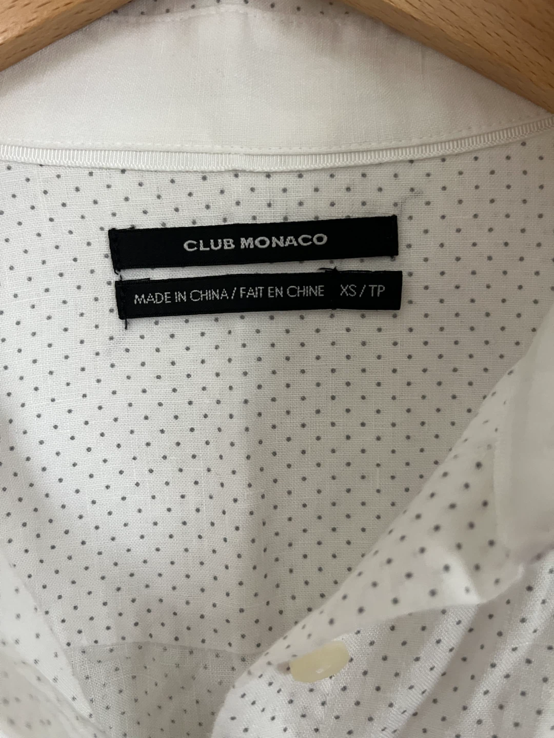100% Linen Club Monaco White Polka Dot Button-Up Shirt - photo 3