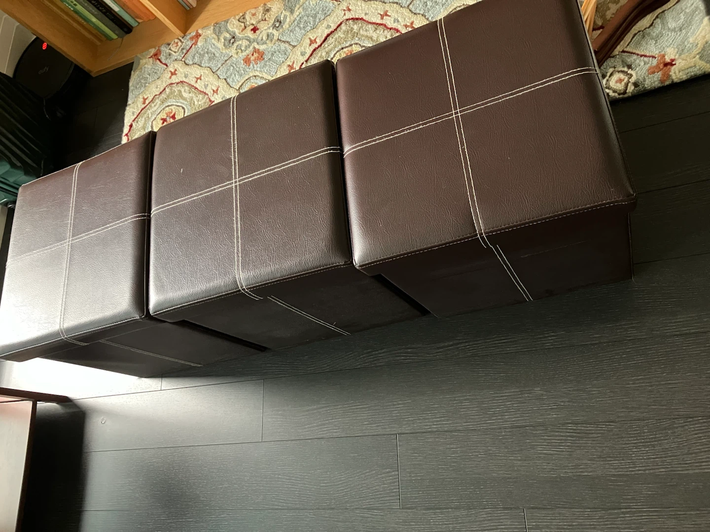 Brown Faux Leather Storage Ottoman Bench