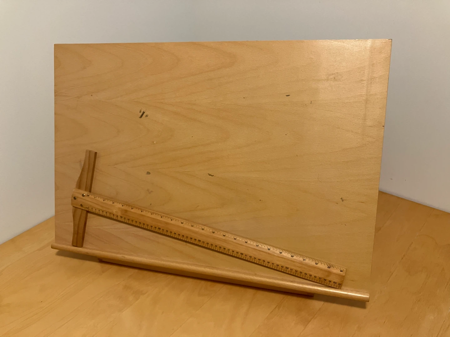 Wooden Drafting Board with T-Square and Ruler