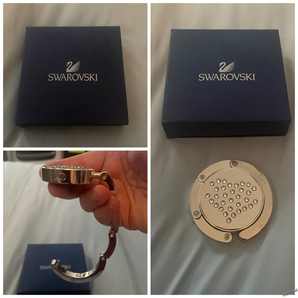 Swarovski crystal heart handbag holder.