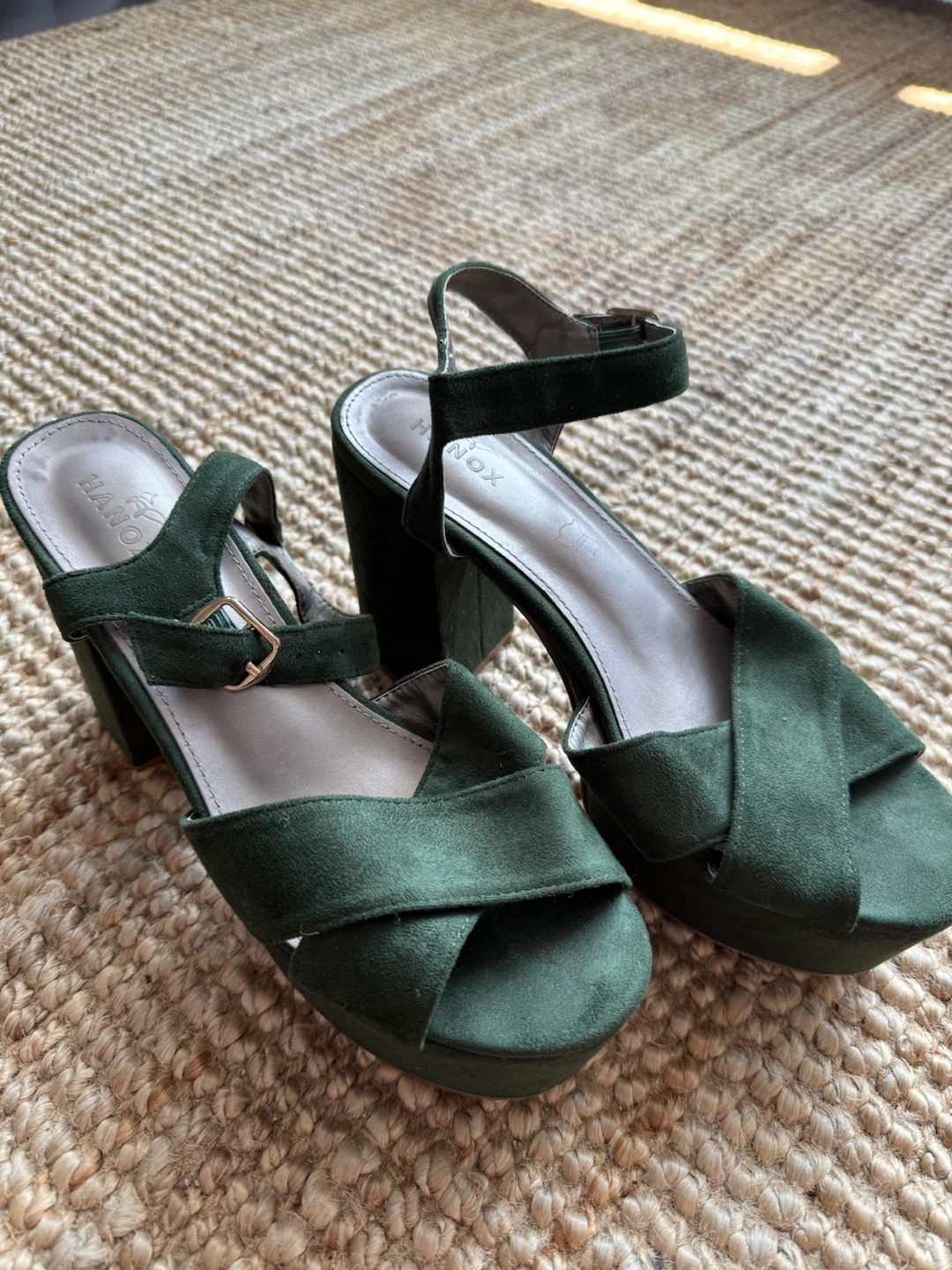 Green Suede Platform Heels