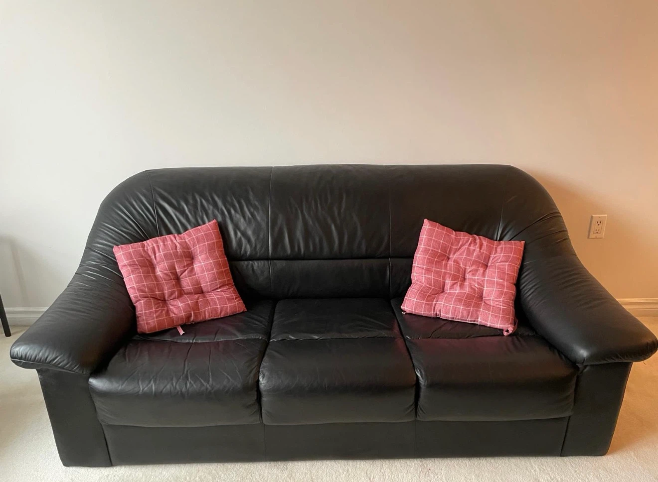Black Leather Sofa Set - photo 2