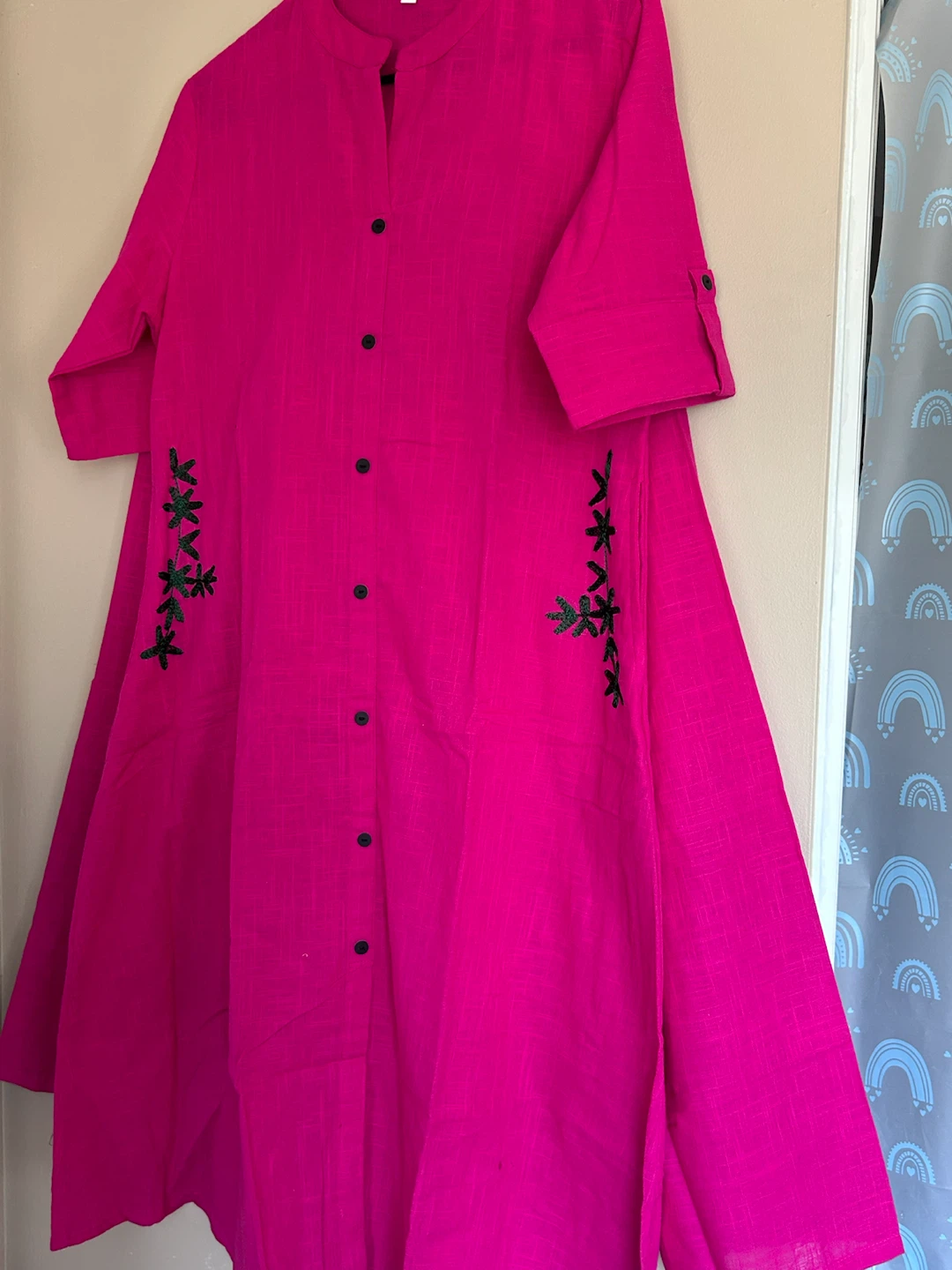 Cotton Linen A-Line Kurti & Straight Pants Set - photo 3