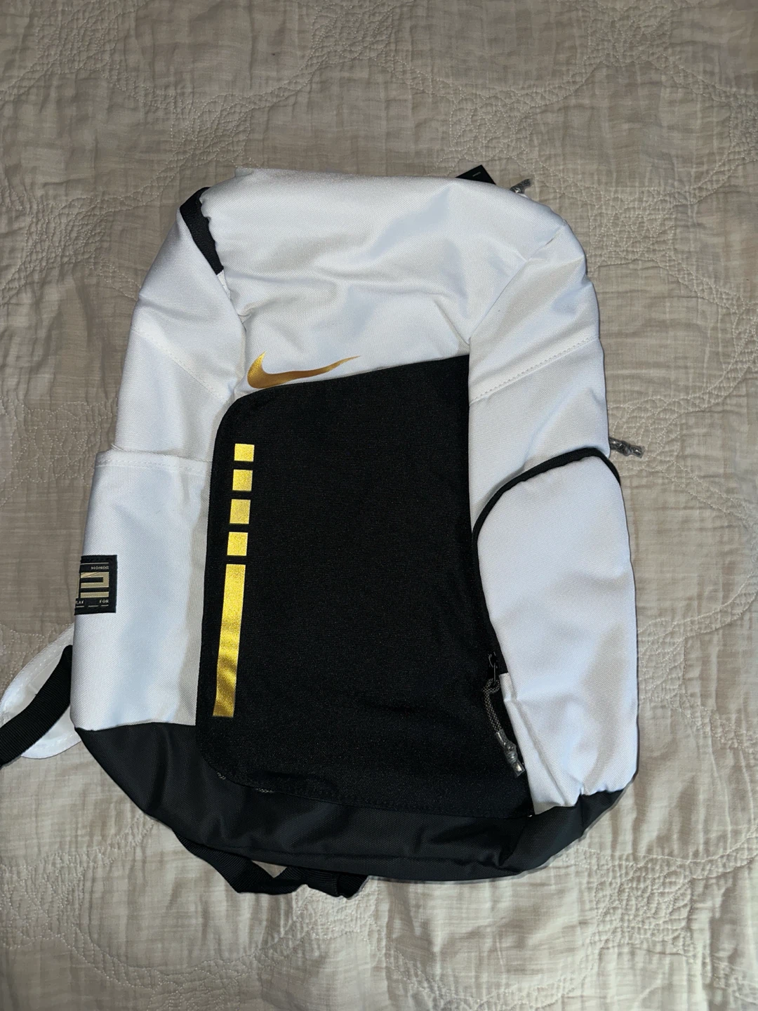 Nike Elite Backpack White Black Gold