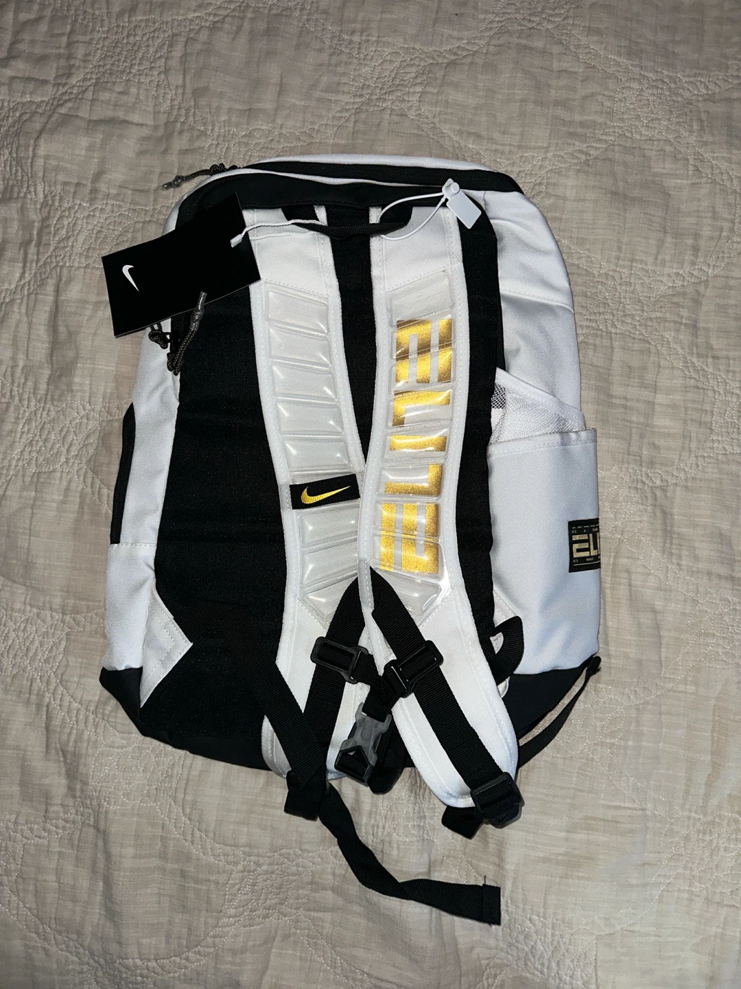 Nike Elite Backpack White Black Gold - photo 2