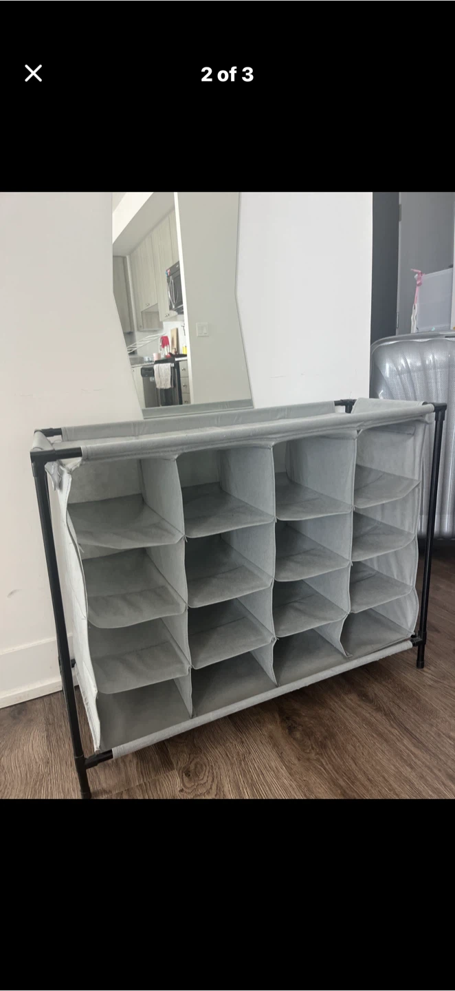Grey Fabric Shoe Rack Organizer