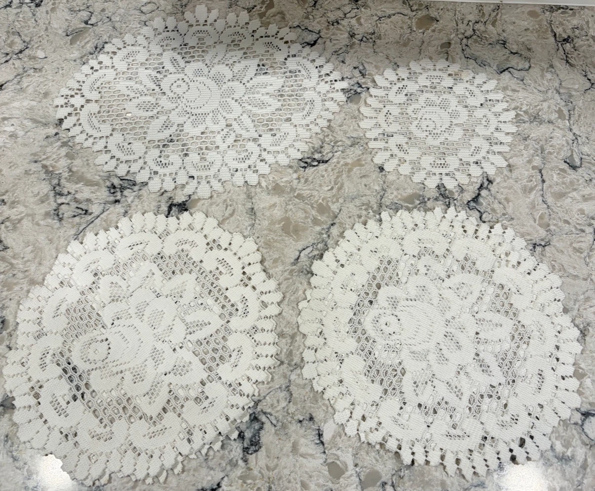 Cotton Lace Crochet Doily Set(1 Oval/4 Lg Round, 1 Sm Round)