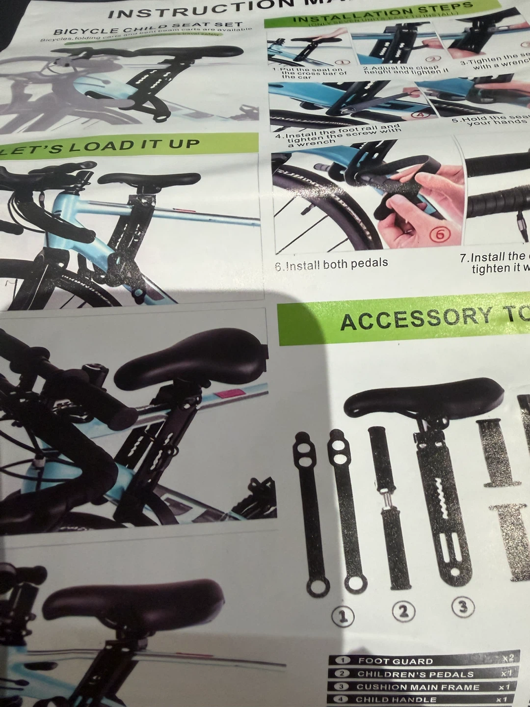 Kids Bicycle Seat with Handlebars and Footrests