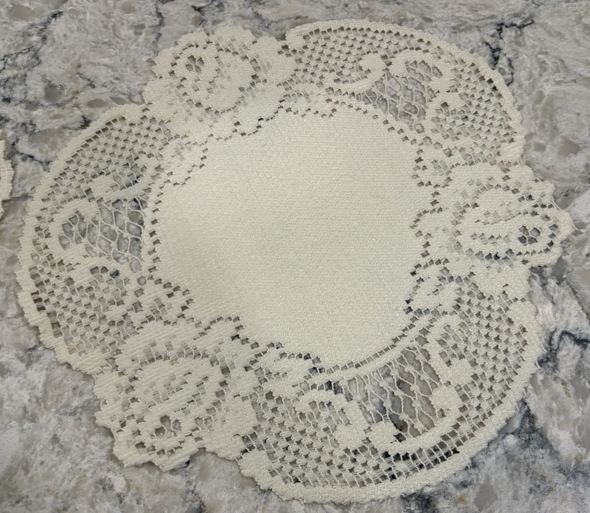 Vintage Ivory/Cream Lace Doilies – Pair Floral Rose Design - photo 2