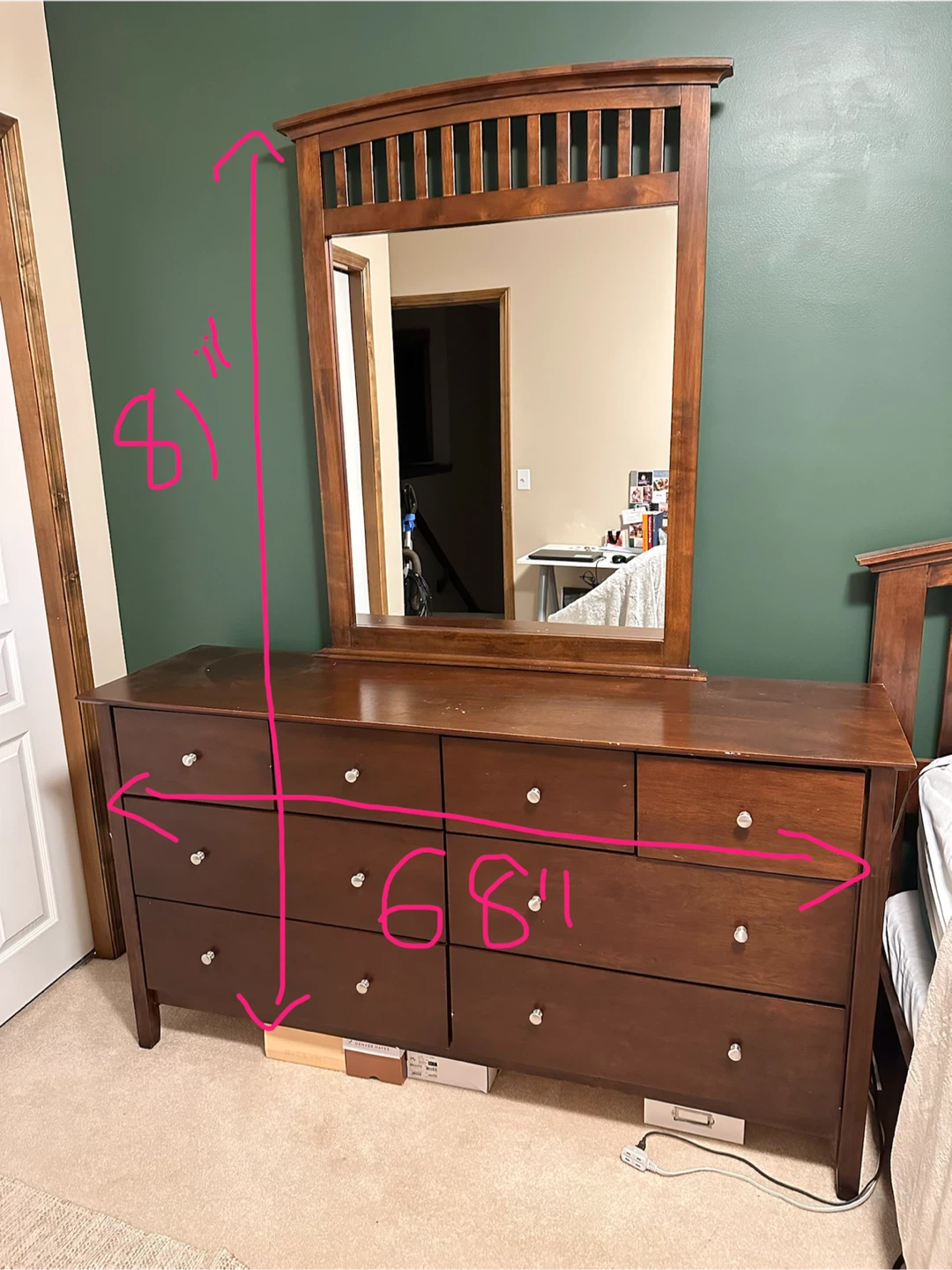 Wooden Dresser and Bed Frame Set - photo 3