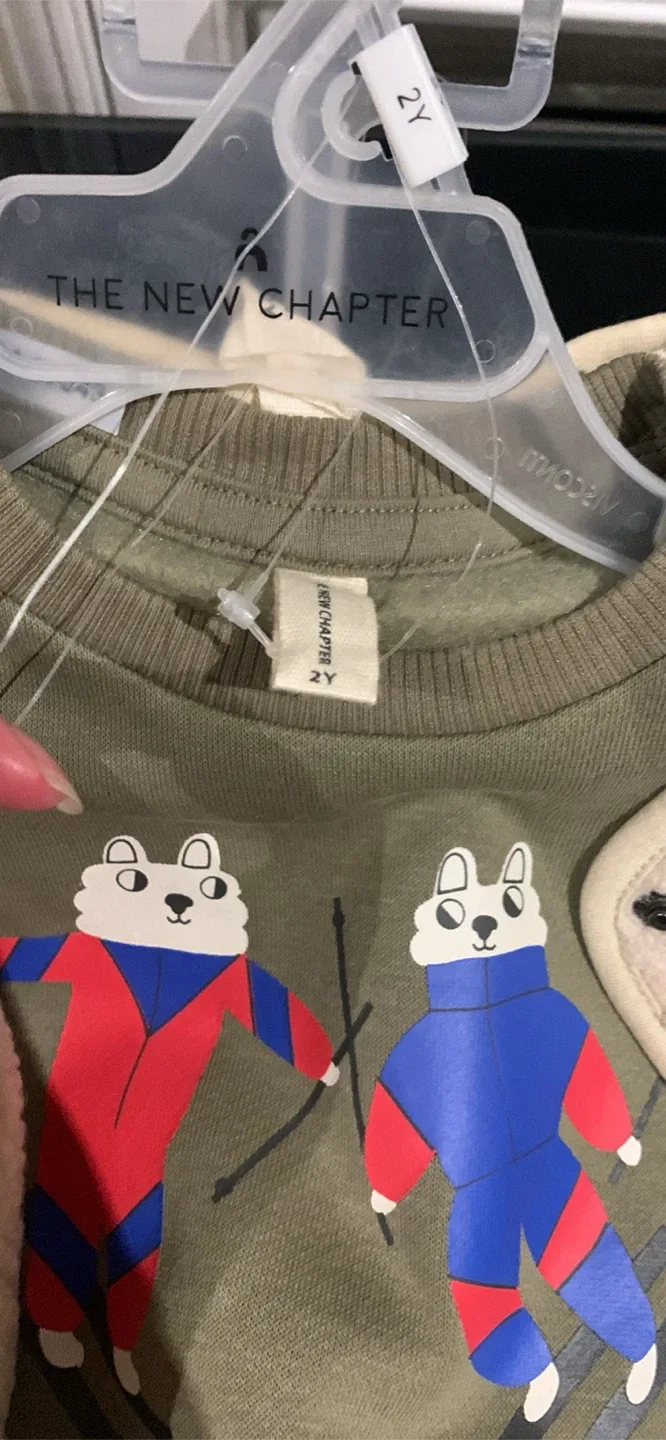 The New Chapter Kids Skiing Bear Sweatshirt and Pants Set - 2Y - photo 2