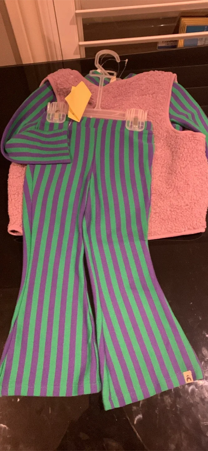Striped Long Sleeve Top, Vest & Pants Set - photo 3