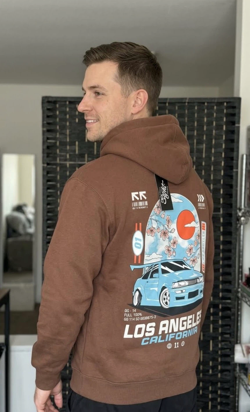 Brown Los Angeles Car Graphic Hoodie