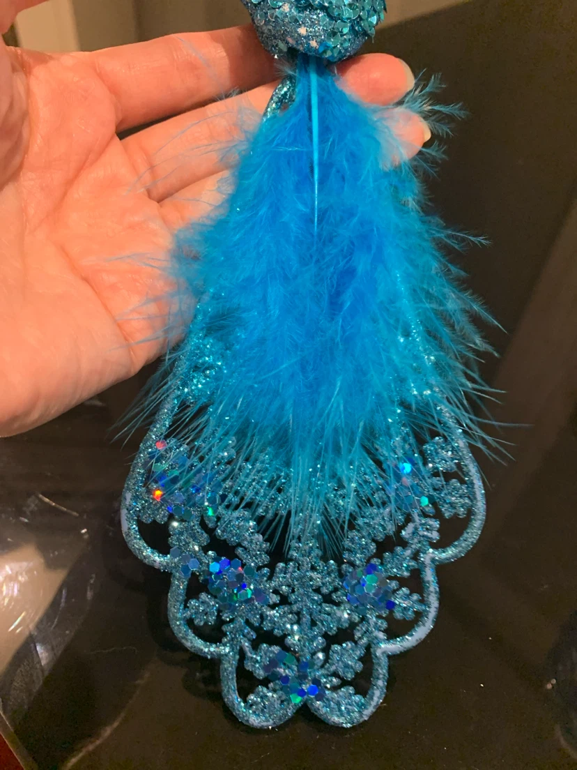 Blue Glitter Peacock Ornament - photo 3