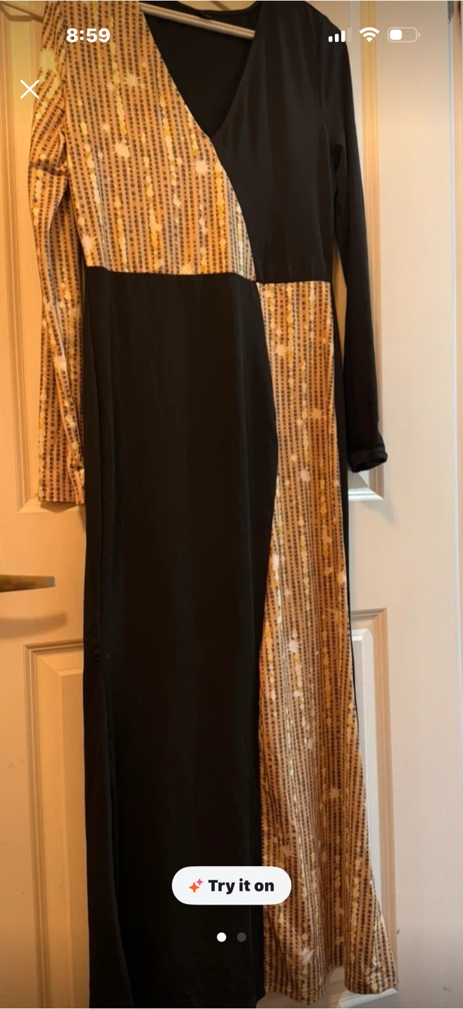 Black and Gold Sequin Maxi Dress