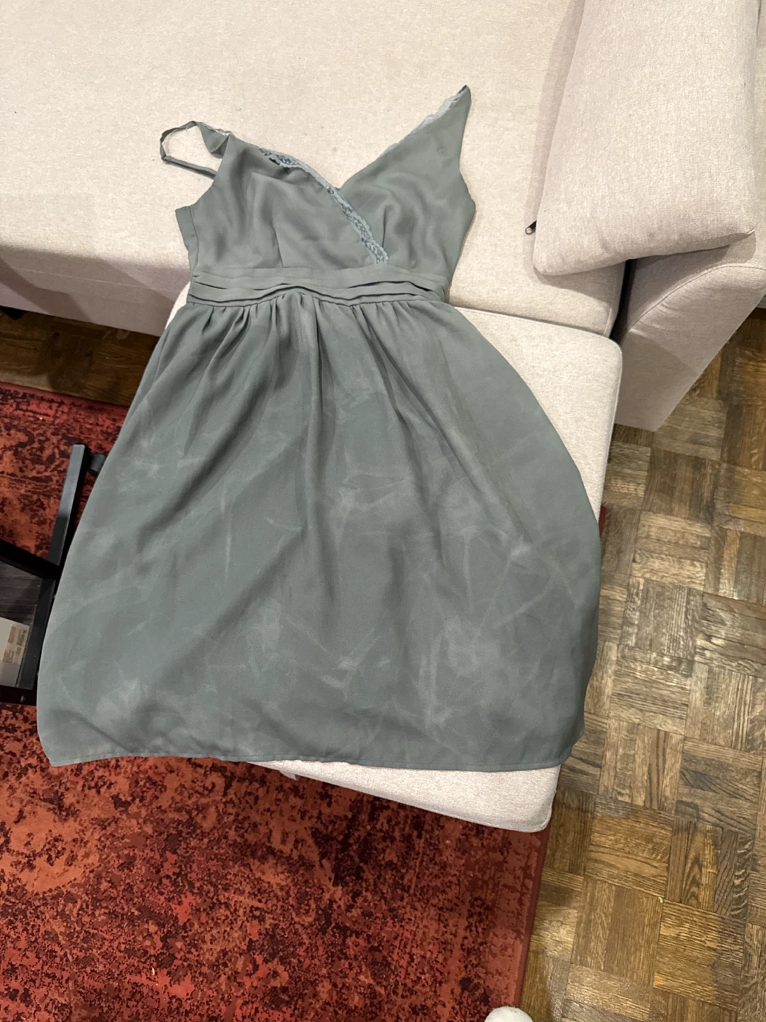 Grey V-Neck Midi Dress