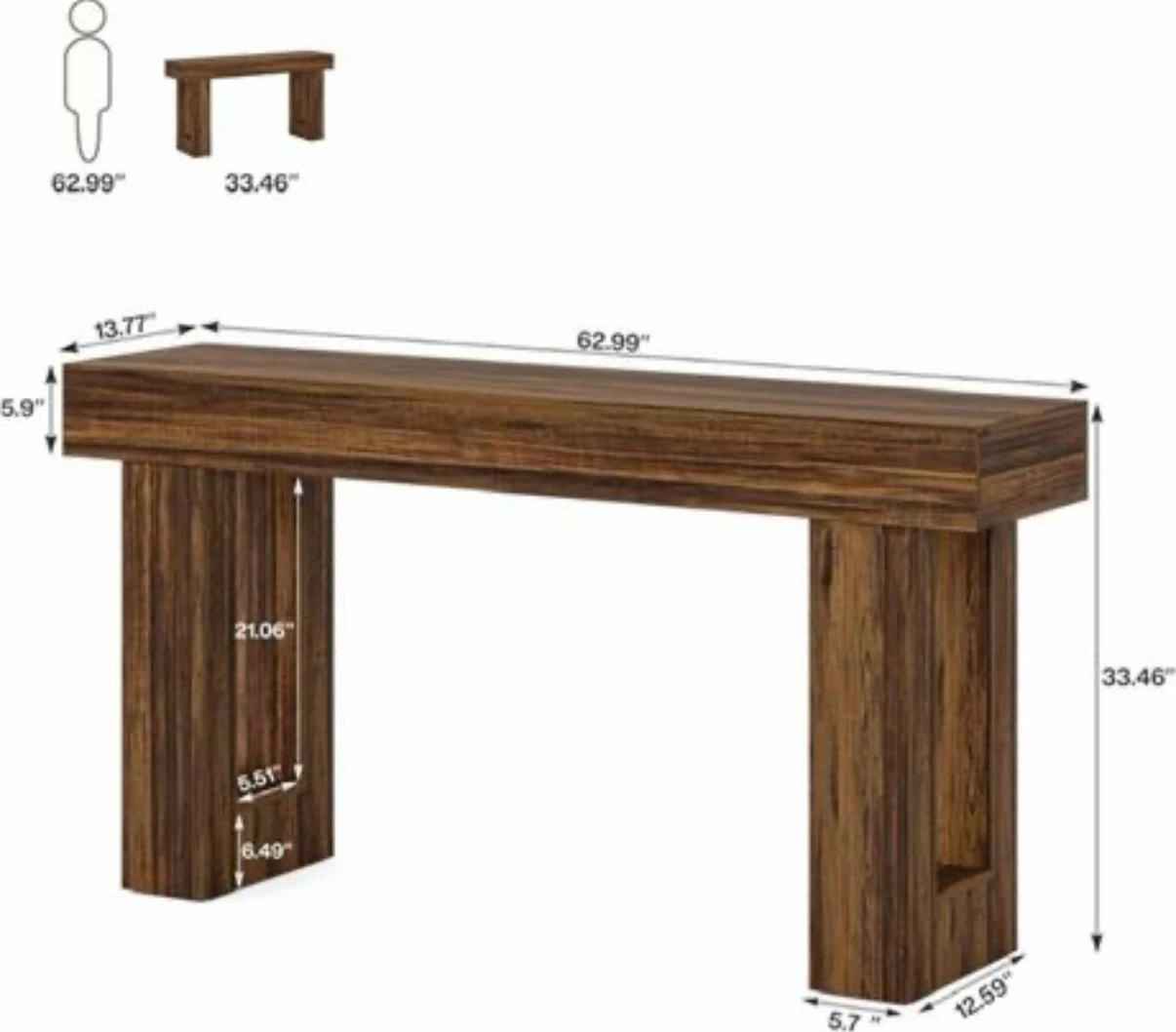 Dark Wood Console Table - photo 3
