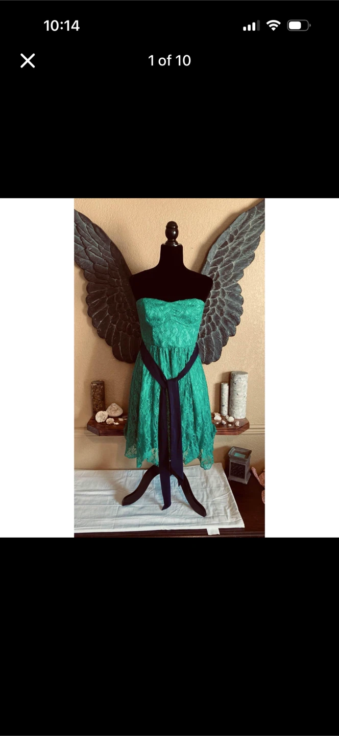 Urban Outfitters Thistle Pearl Green Strapless Lace Dress