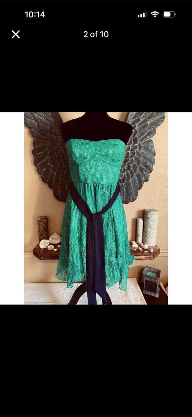 Urban Outfitters Thistle Pearl Green Strapless Lace Dress - photo 2