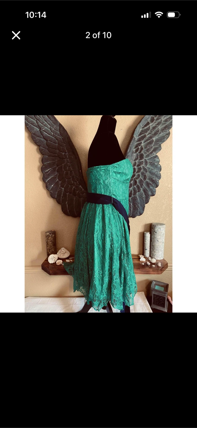 Urban Outfitters Thistle Pearl Green Strapless Lace Dress - photo 3