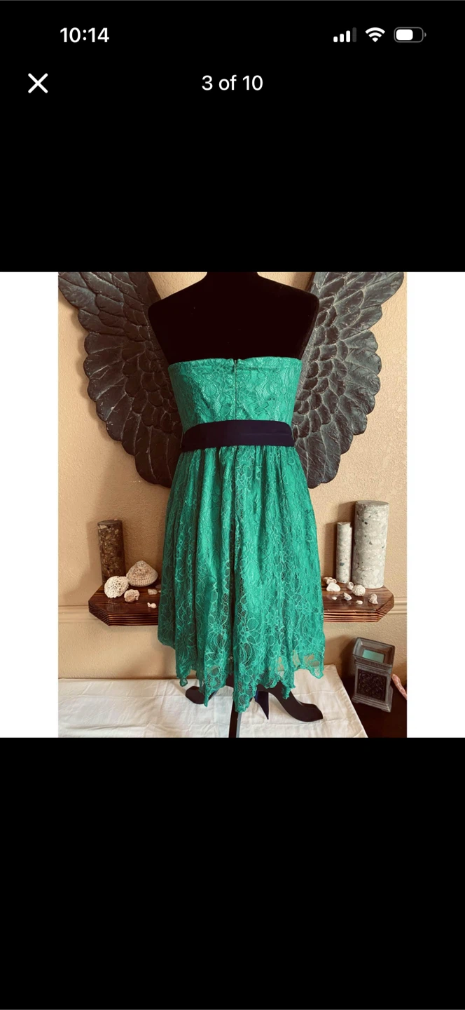Urban Outfitters Thistle Pearl Green Strapless Lace Dress - photo 4