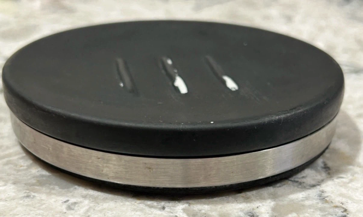 Soft Padded Bottom Stainless Steel/ Ceramic Top Soap Dish - photo 3