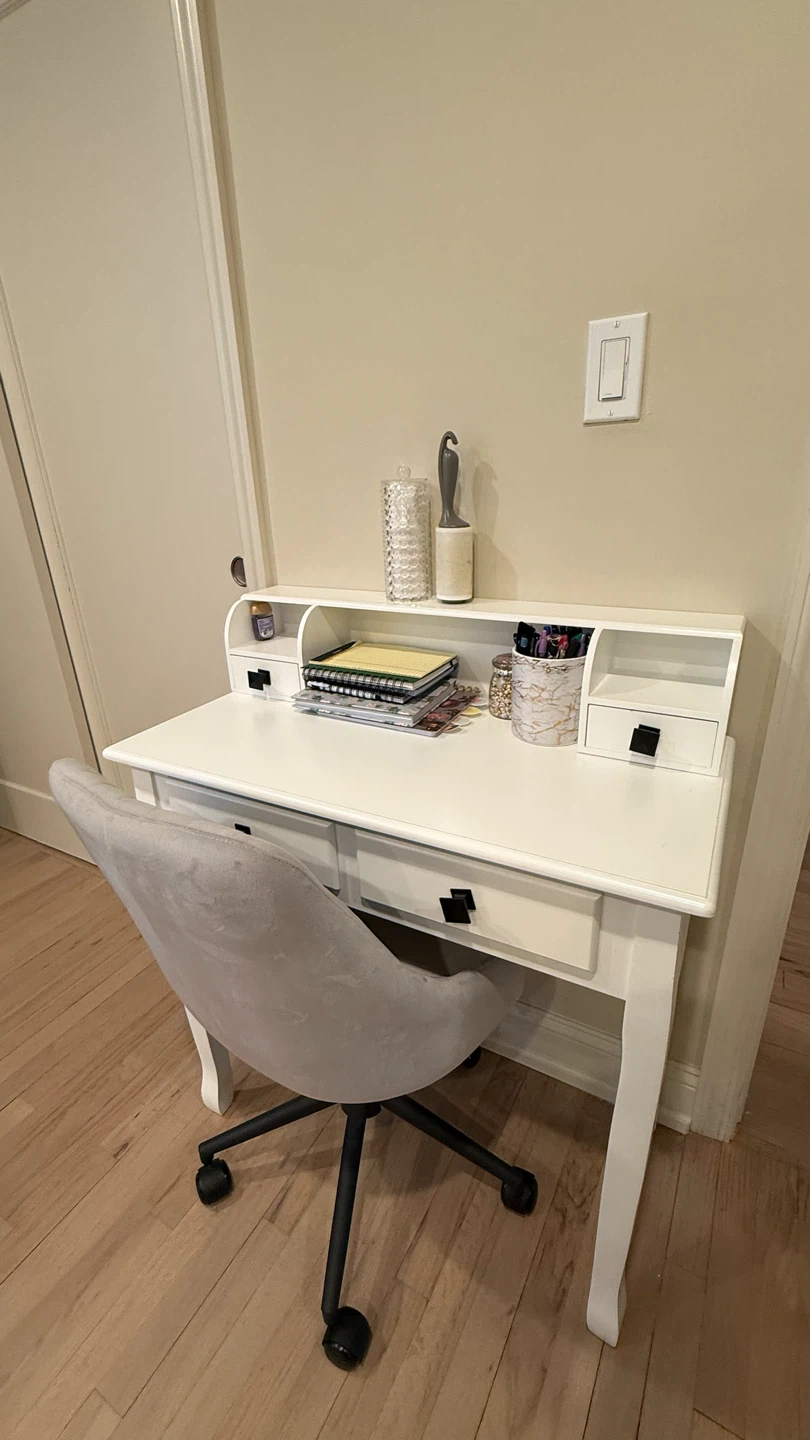 Gray Velvet Swivel Desk Chair