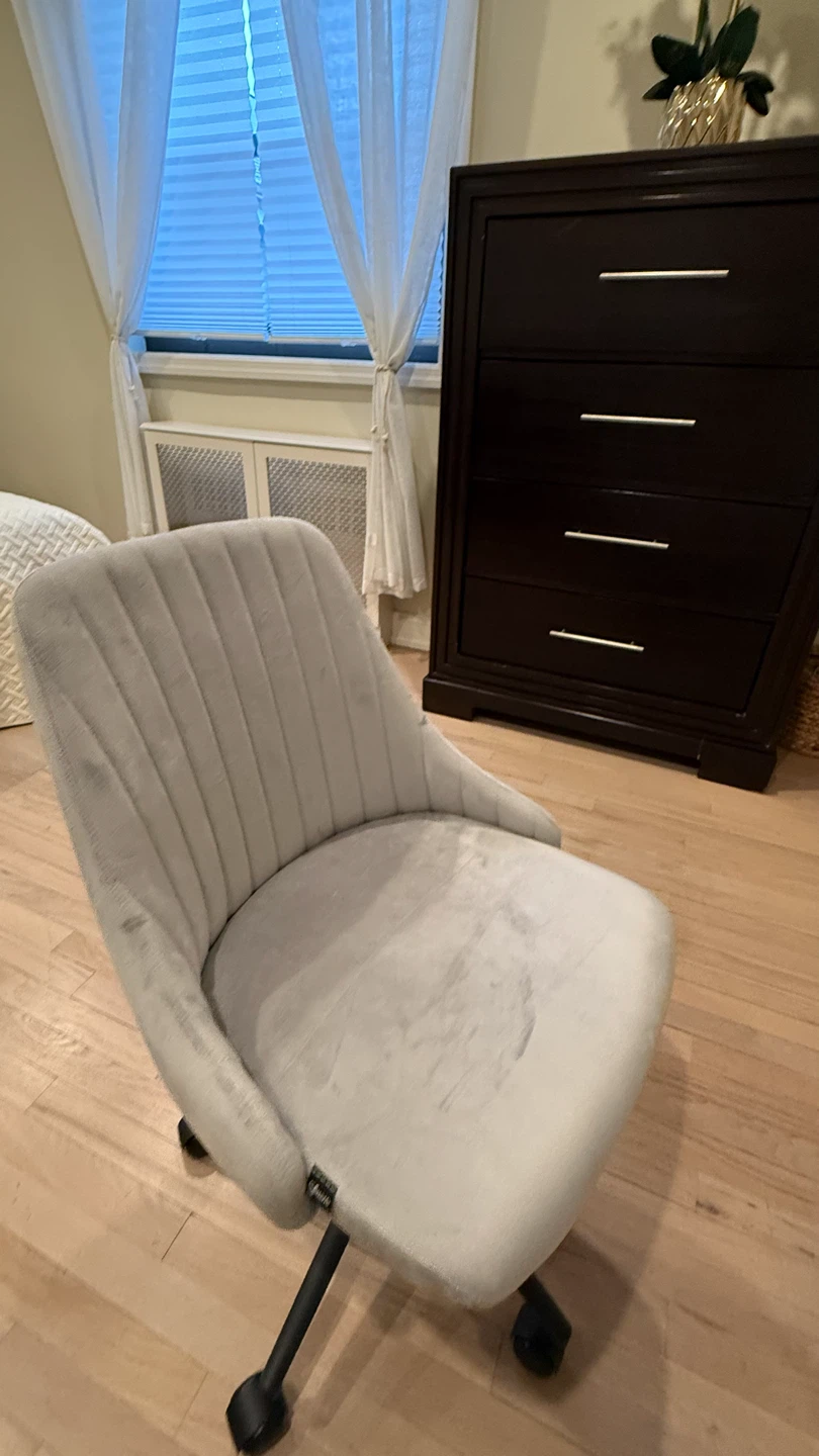 Gray Velvet Swivel Desk Chair - photo 3