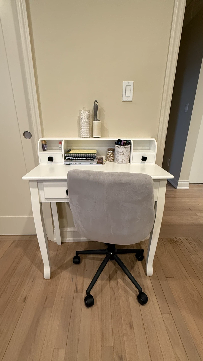Gray Velvet Swivel Desk Chair - photo 5