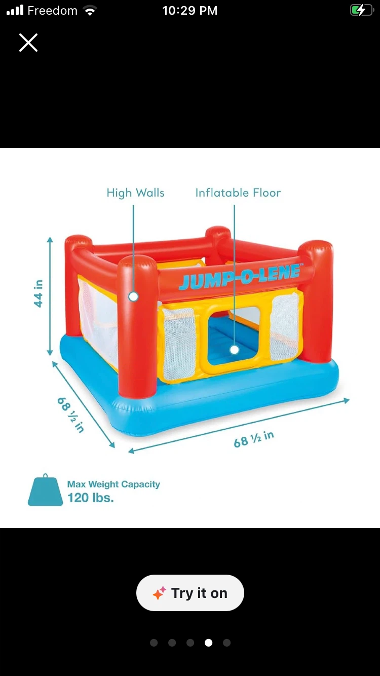 Intex Jump-O-Lene Inflatable Bouncer 68.5" x 68.5" x 44" - photo 3