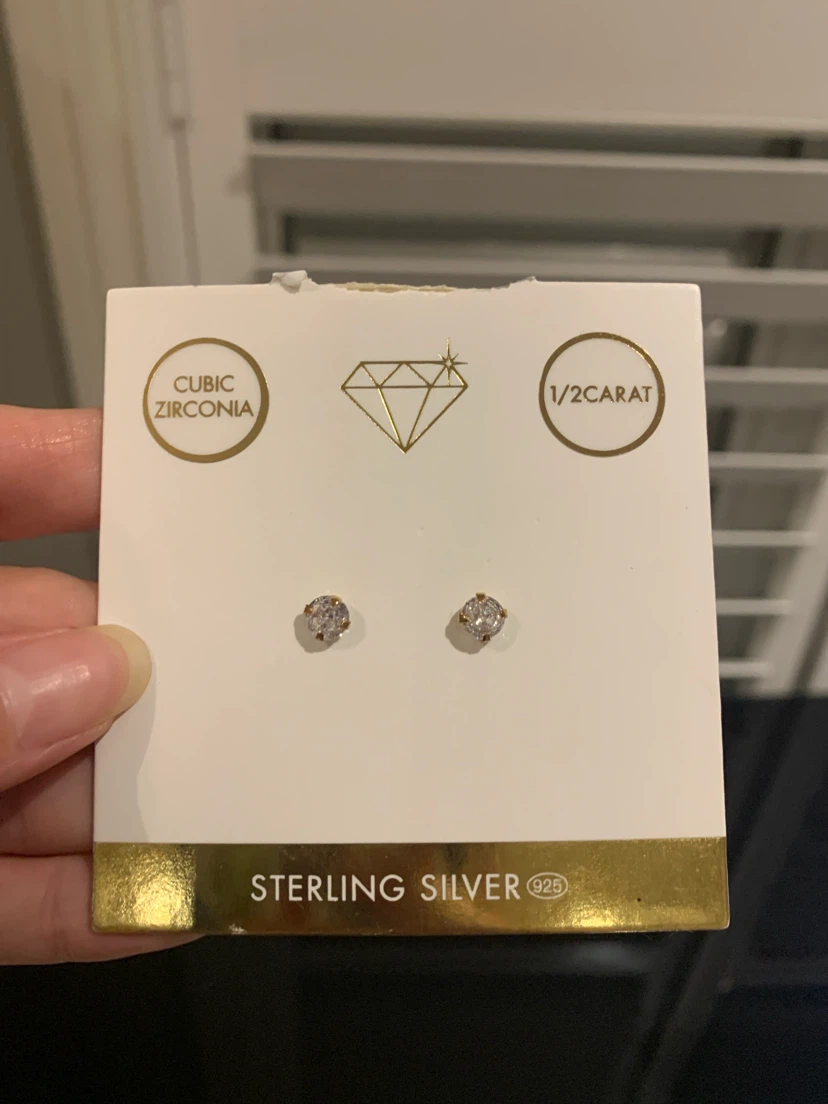 Sterling Silver 1/2 Carat Cubic Zirconia Stud Earrings