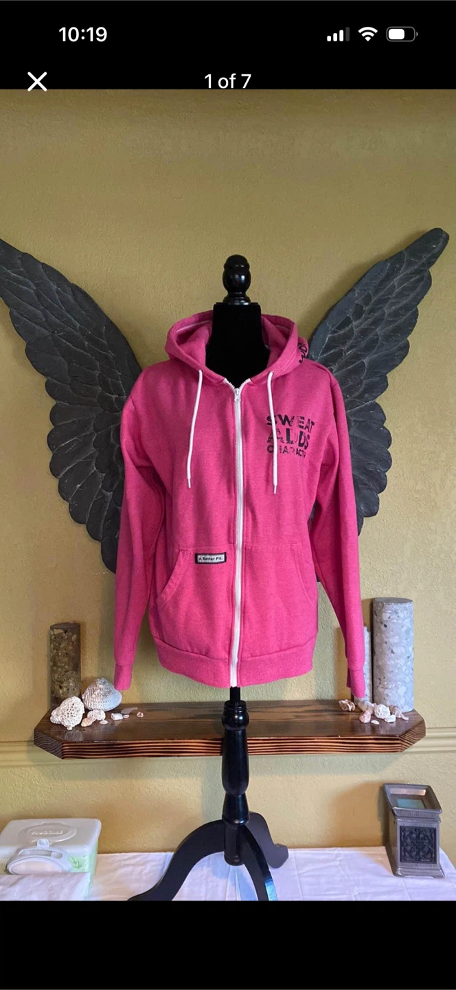 World Health Pink Zip Up Sweater