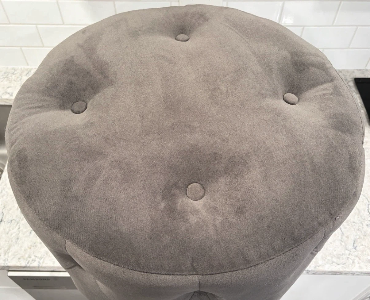 Modern Tufted Round Ottoman/Vanity Stool –Grey Velvet Style - photo 2
